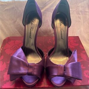 Lulu Townsend Purple Satin Heels with Bow